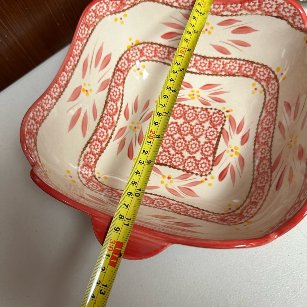 Old World Cranberry by TEMP-TATIONS Floral Ceramic Serving Bowl - Red - Picture 5 of 10